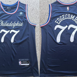 Men's Philadelphia 76ers #77 V. J. Edgecombe Navy 2025-26 City Edition Stitched Jersey
