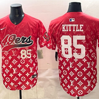 Men's San Francisco 49ers #85 George kittle Red Limited Stitched Baseball Jersey