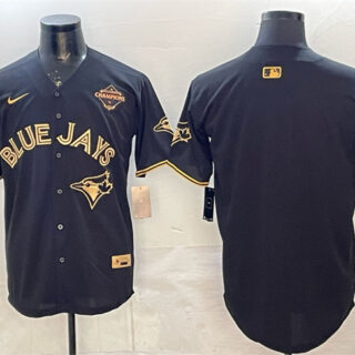 Men's Toronto Blue Jays Blank Black Gold 2025 American League Champions Limited Stitched Baseball Jersey