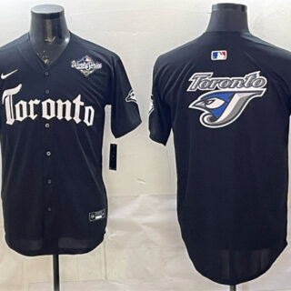 Men's Toronto Blue Jays Team Big Logo Black 2025 World Series Gothic North Edition Limited Stitched Baseball Jersey