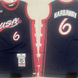 Men's USA Basketball #6 Anfernee Hardaway Navy Stitched Jersey