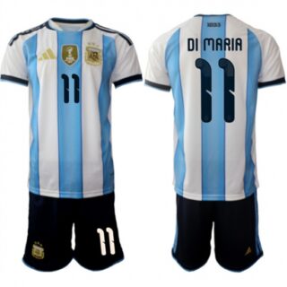 Men's Argentina #11 angel Fabian Di Maria White Blue 2025-26 Home Soccer Jersey Suit