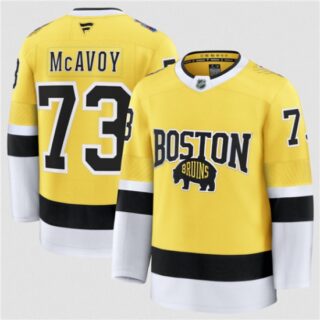 Men's Boston Bruins #73 Charlie McAvoy Gold 2026 Stadium Series Stitched Hockey Jersey