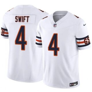 Men's Chicago Bears #4 D'Andre Swift White 2025 F.U.S.E. Vapor Untouchable Limited Football Stitched Jersey