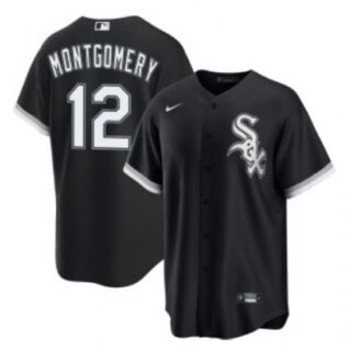 Men's Chicago White Sox #12 Colson Montgomery Black Cool Base Stitched Jersey