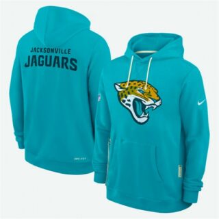 Men's Jacksonville Jaguars Aqua Sideline Standard Issue Initial Home Dri-FIT Pullover Hoodie