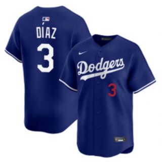 Men's Los Angeles Dodgers #3 Edwin D??az Royal Cool Base Stitched Baseball Jersey