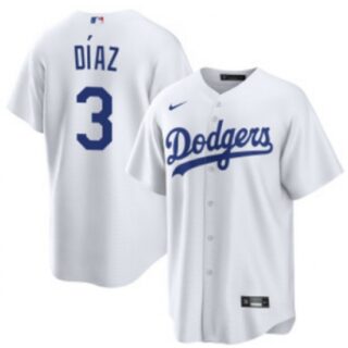 Men's Los Angeles Dodgers #3 Edwin D??az White Cool Base Stitched Baseball Jersey
