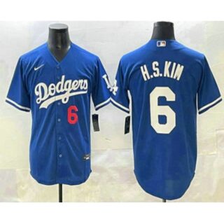Men's Los Angeles Dodgers #6 Hyeseong Kim Blue Cool Base Jersey