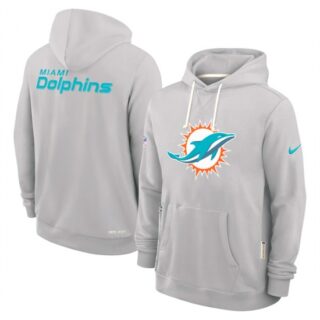 Men's Miami Dolphins Charcoal Sideline Standard Issue Initial Home Dri-FIT Pullover Hoodie