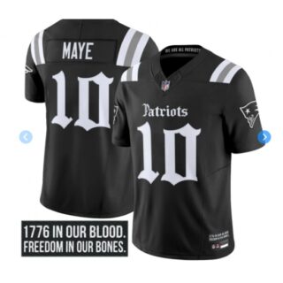 Men's New England Patriots #10 Drake Maye Black 2025 F U S E Gothic Limited Stitched Football Jersey