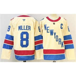 Men's New York Rangers #8 JT Miller Beige 2025-26 Winter Classic With C Stitched Hockey Jersey