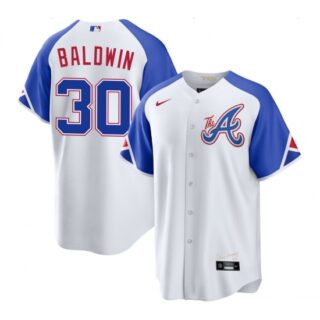 Men's Nike Atlanta Braves #30 BALDWIN White Stitched Baseball Jersey