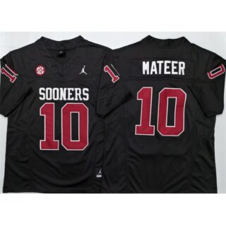 Men's Oklahoma Sooners #10 John Mateer Black 2025 F.U.S.E. Stitched Jersey
