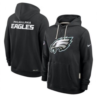Men's Philadelphia Eagles Black Sideline Standard Issue Initial Home Dri-FIT Pullover Hoodie