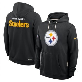 Men's Pittsburgh Steelers Black Sideline Standard Issue Initial Home Dri-FIT Pullover Hoodie