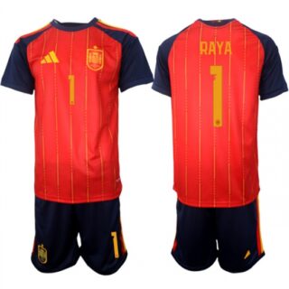 Men's Spain Team #1 David Raya 2025-26 Red Home Soccer Jersey Suit