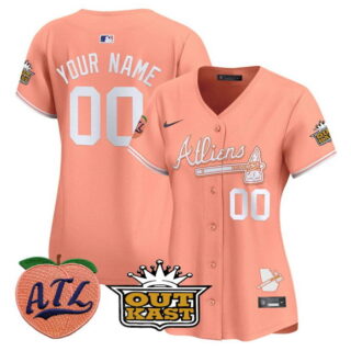 Women's Atlanta Braves Active Player Custom Peach Bubblegum Pink Vapor Limited Stitched Baseball Jersey(Run Small)