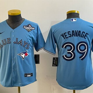 Youth Toronto Blue Jays #39 Trey Yesavage Blue 2025 World Series Cool Base Stitched Baseball Jersey