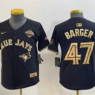 Youth Toronto Blue Jays #47 Addison Barger Black Gold 2025 American League Champions Limited Stitched Baseball Jersey