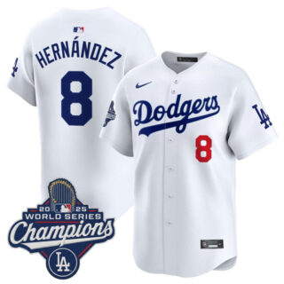 Custoom Toddler Los Angeles Dodgers #8 Enrique Hernandez White 2025 World Series Champions Patch Baseball Jersey