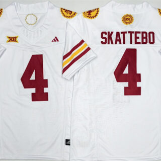 Men's Arizona State Sun Devils #4 Cam Skattebo White 2025 F.U.S.E. Vapor Limited Stitched Jersey