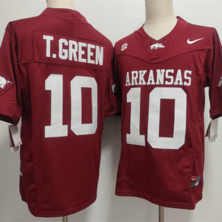 Men's Arkansas Razorbacks #10 TAYLEN GREEN Red 2025 F.U.S.E. Vapor Limited Stitched Football Jersey