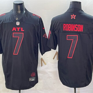 Men's Atlanta Falcons #7 Bijan Robinson Black 2025 F.U.S.E. 'Stranger Things Edition' Vapor Limited Stitched Football Jersey