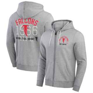 Men's Atlanta Falcons Heather Gray Vintage Stripe Full-Zip Hoodie