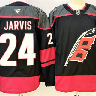 Men's Carolina Hurricanes #24 Seth Jarvis Black 2024-25 Home Stitched Hockey Jersey