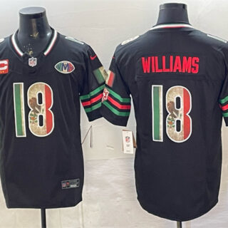 Men's Chicago Bears #18 Caleb Williams Black Mexico F.U.S.E. With 2-star C Patch And VMH Patch Throwback Stitched Football Jersey