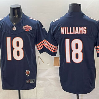 Men's Chicago Bears #18 Caleb Williams Navy F.U.S.E. 2025 NFC North Division Champions & Illinois Patch Stitched Football Jersey