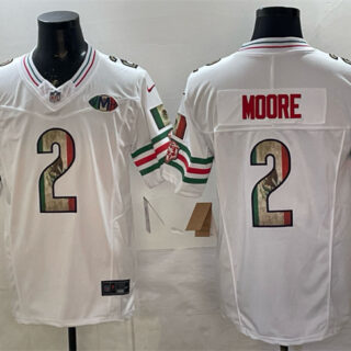 Men's Chicago Bears #2 D.J. Moore White Mexico F.U.S.E. With VMH Patch Stitched Football Jersey