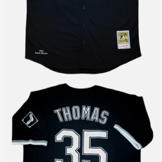 Men's Chicago White Sox #35 Frank Thomas Black With Patch 1993 Throwback Stitched Baseball Jersey