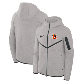 Men's Cincinnati Bengals Gray Tech Fleece Full-Zip Windrunner Hoodie