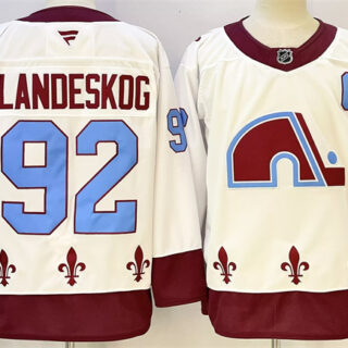 Men's Colorado Avalanche #92 Gabriel Landeskog White 2024-25 With C Patch Stitched Jersey
