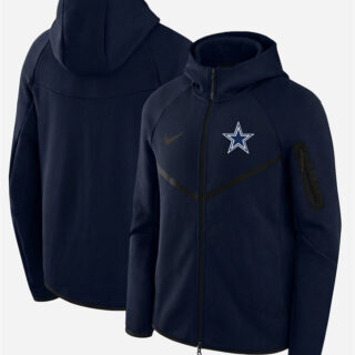 Men's Dallas Cowboys Navy Tech Fleece Full-Zip Windrunner Hoodie