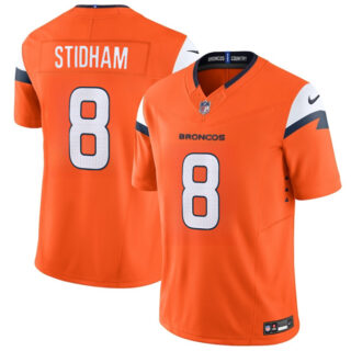 Men's Denver Broncos #8 Jarrett Stidham Orange 2025 F.U.S.E. Vapor Limited Stitched Football Jersey
