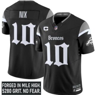Men's Denver Broncos Active Player Custom Black 2025 F.U.S.E. With 1-Star C Patch 'Gothic Mile High Shadows Edition' Vapor Limited Stitched Football Jersey