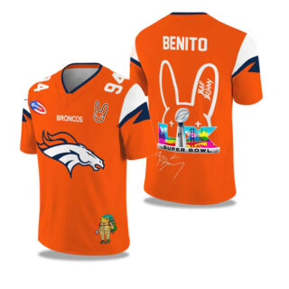 Men's Denver Broncos Orange 2025 2026 Bowl LX Print Jersey
