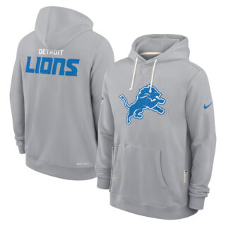 Men's Detroit Lions Grey Sideline Standard Issue Initial Home Dri-FIT Pullover Hoodie