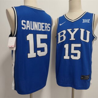 Men's Duke Blue Devils #15 Richie Saunders Blue Stitched Basketball Jersey