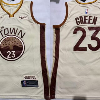 Men's Golden State Warriors #23 Draymond Green Tan City Edition Stitched Basketball Jersey