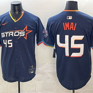Men's Houston Astros #45 Tatsuya Imai Navy 2025 City Connect With Texas Patch Limited Stitched Baseball Jersey