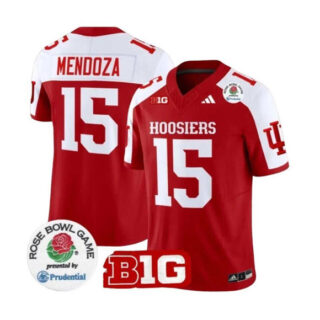 Men's Indiana Hoosiers #15 Fernando Mendoza Red White 2025 F.U.S.E. Rose Bowl Stitched Football Jersey