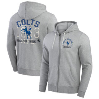 Men's Indianapolis Colts Heather Gray Vintage Stripe Full-Zip Hoodie