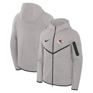 Men's Kansas City Chiefs Gray Tech Fleece Full-Zip Windrunner Hoodie