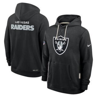 Men's Las Vegas Raiders Black Sideline Standard Issue Initial Home Dri-FIT Pullover Hoodie