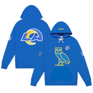Men's Los Angeles Rams Blue OVO Scarlet Icon Team Pullover Hoodie