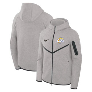 Men's Los Angeles Rams Gray Tech Fleece Full-Zip Windrunner Hoodie
